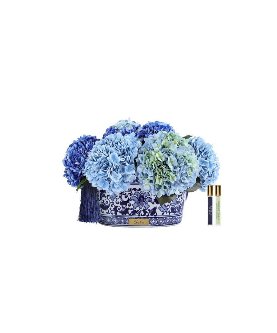 עציץ Chinoiserie Hydrangea ענק כחול COTE NOIR