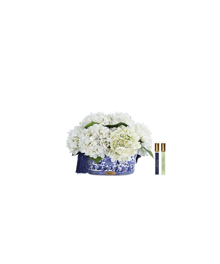 עציץ Chinoiserie Hydrangeas ביינוני לבן COTE NOIR