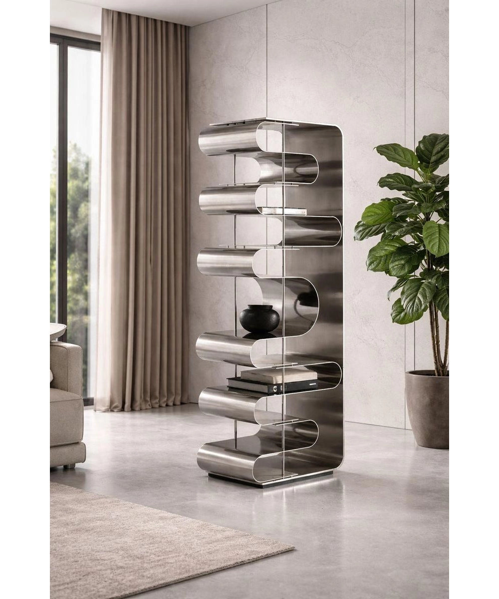 ספריית CONTOUR נירוסטה מוברשת