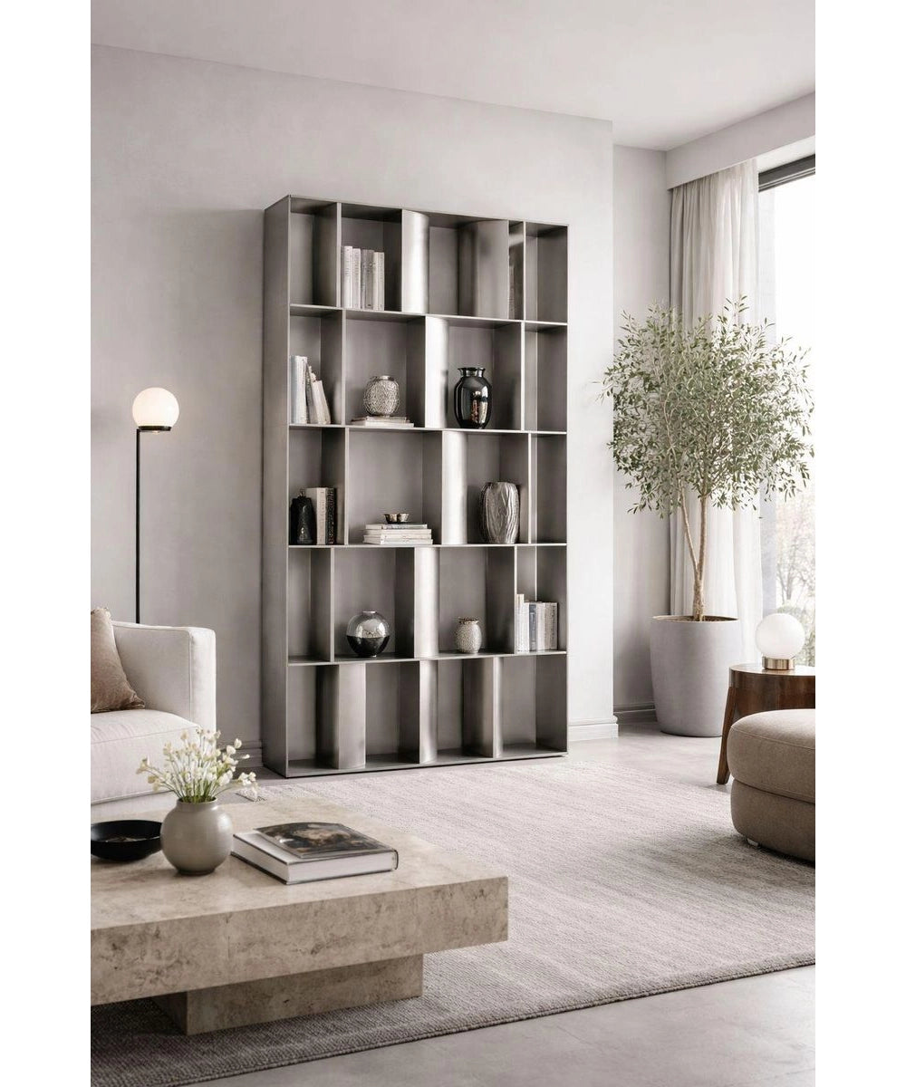 ספריית STEEL RHYTHM נירוסטה מוברשת