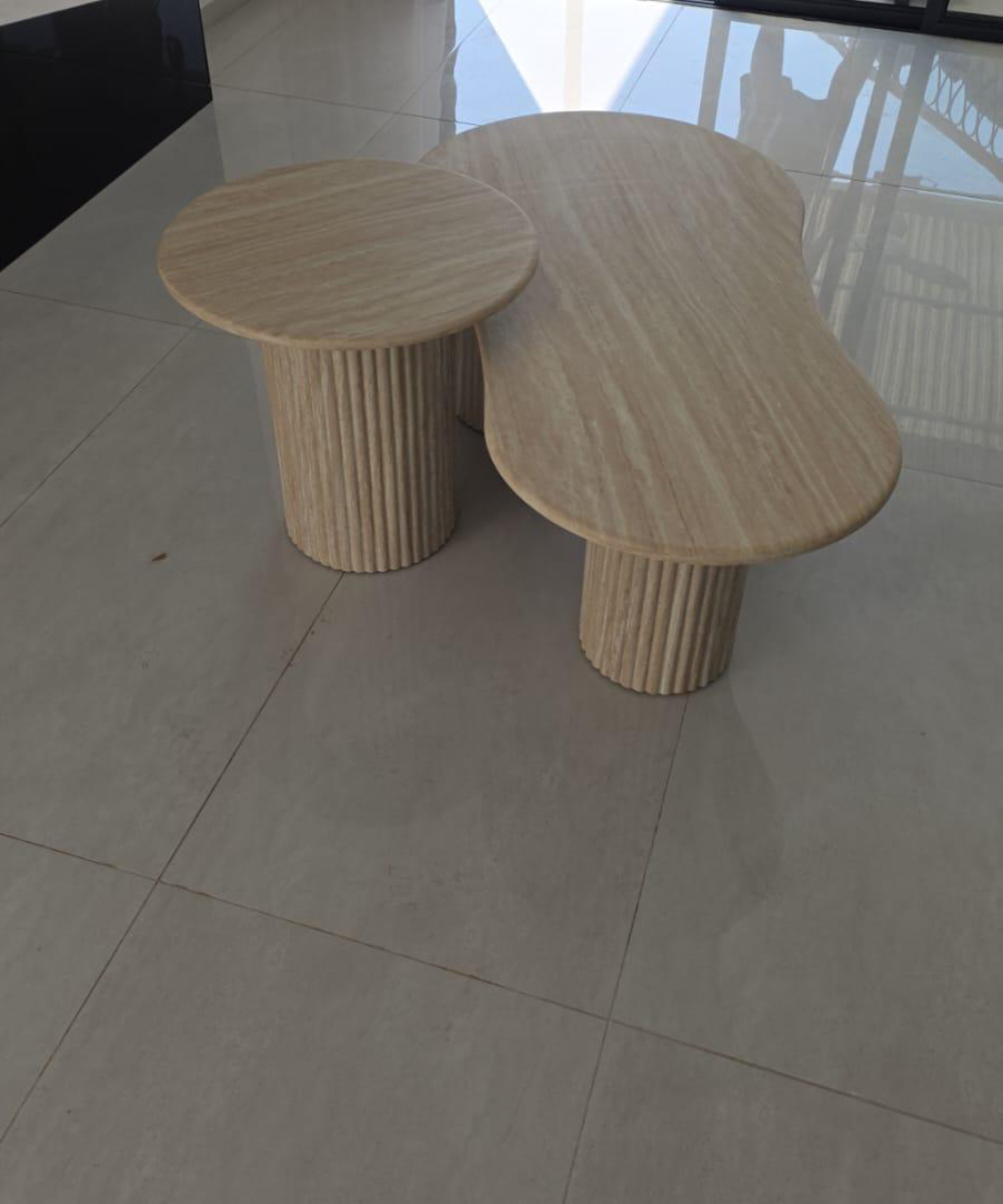 Alternative view of סט שולחנות סלון פורצלן דמוי טרוורטין Dave