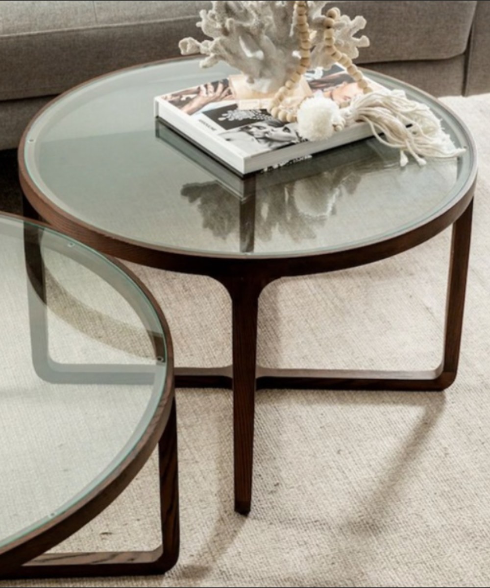 שולחן קפה עגול עם משטח זכוכית HAVANA ROUND